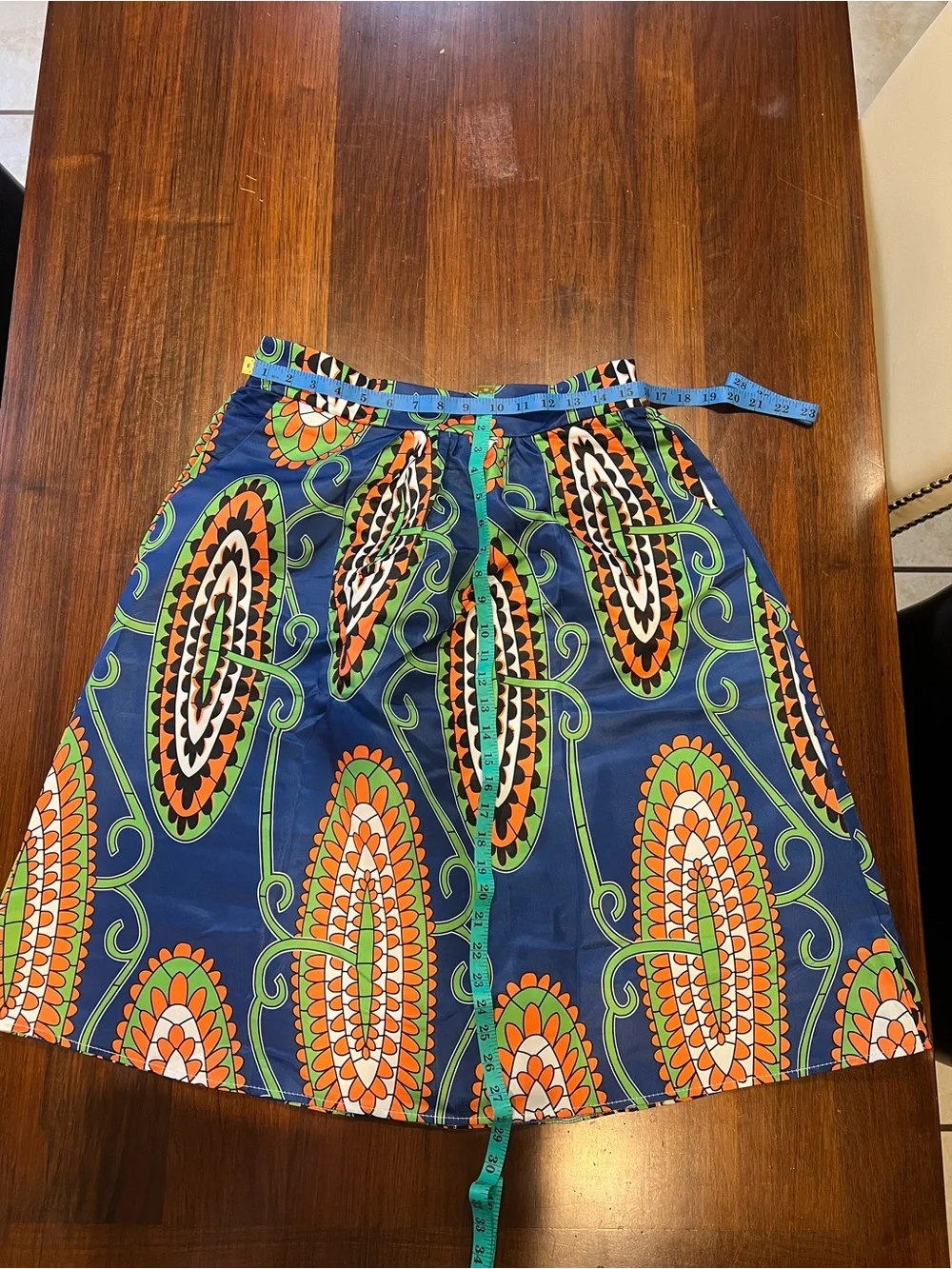 Afibi Navy Blue Orange & Green Patterned Skirt, size XL - Picture 7 of 11